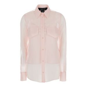 Federica Tosi Women Pink Silk Shirt With Pointed Collar And Sheer Design Woman